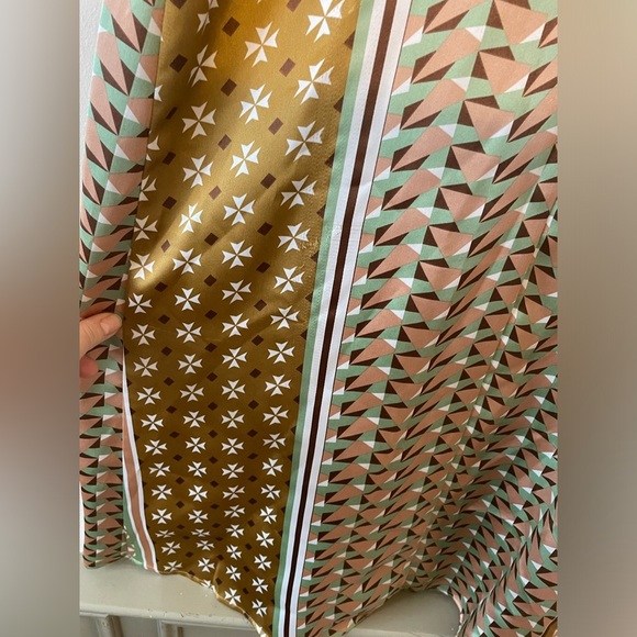 House of Harlow 1960 Revolve Sleeveless Midi Dress-Geometric-gold/Green-Size M - Picture 7 of 8